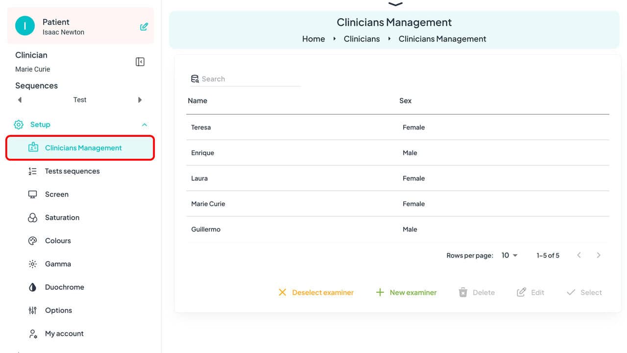 Clinicians Management